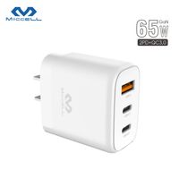 Cargador Super Carga Rapida - Tecnología GAN, Puerto de Salida: USB x1 , Tipo C x2 - Potencia: 65W I
