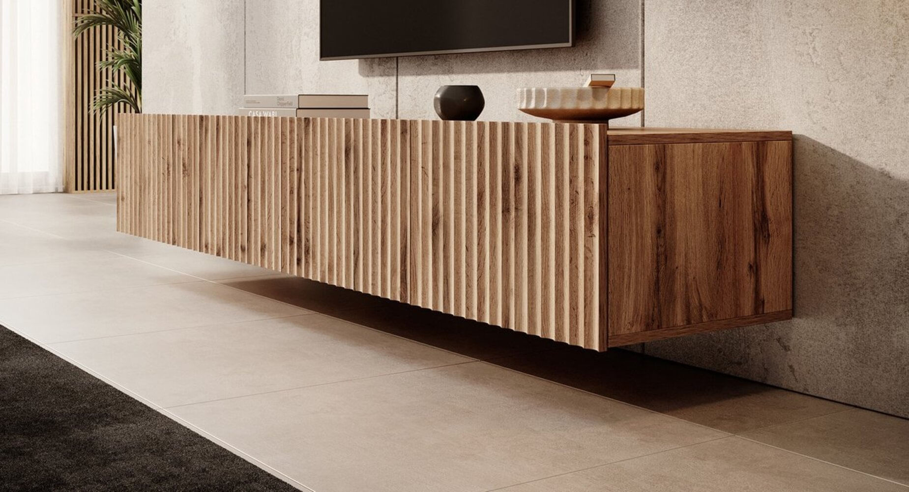 Mesa de TV Flotante Lika color Duna 4 puertas TU MESITA