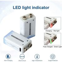 Bateria de Litio Pila 9V Recargable USB tipo C 1000Mah
