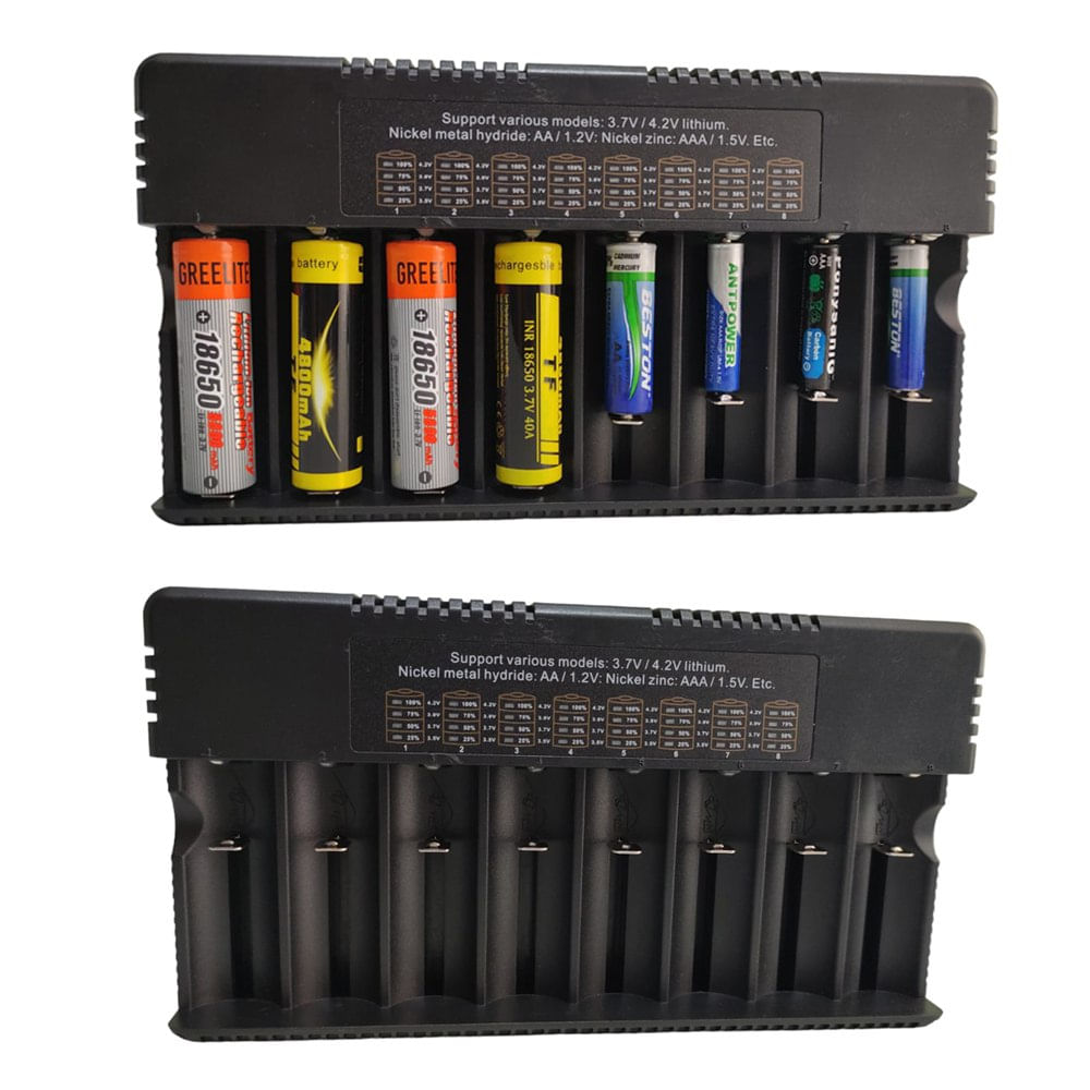 Cargador de pilas baterías recargables 8 puestos AA AAA 18650 26650