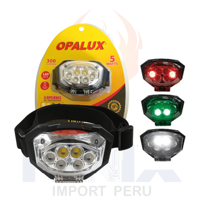 LINTERNA FRONTAL ULTRA BRILLANTE 300LM 5W 40M A PILAS OPALUX