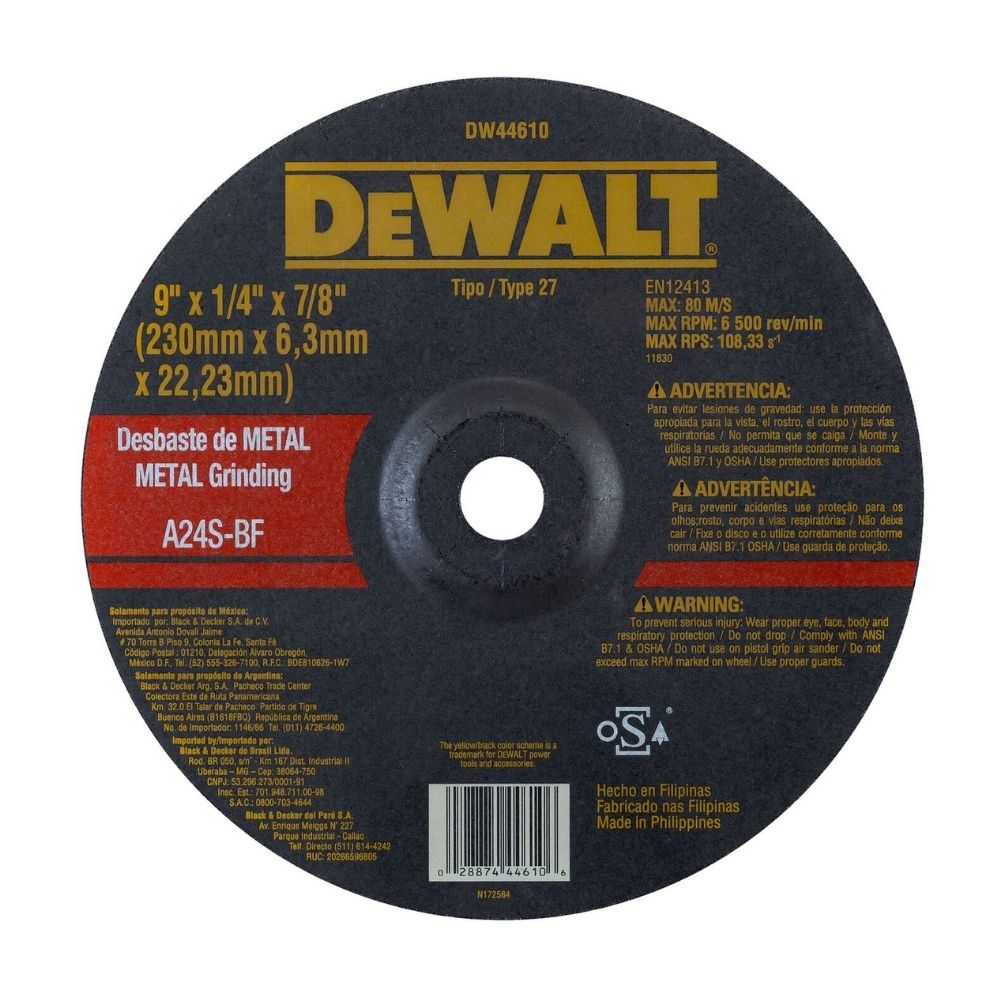 Disco Abrasivo Desbaste Metal 230x6.0mm Dewalt