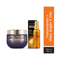 Pack Tratamiento Intensivo KATIVA Hialurónico Keratina & Q10 Frasco 300ml + Óleo de Argán KATIVA Nutritivo Frasco 60ml