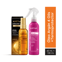 Pack Termoprotector KATIVA Antifrizz Caja 100ml + Óleo de Argán KATIVA Nutritivo Frasco 60ml