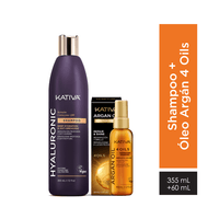Pack Shampoo KATIVA Hyaluronic Keratin Frasco 355ml + Óleo de Argán KATIVA Nutritivo Frasco 60ml