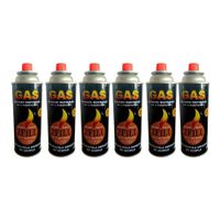 Gas Butano Refinado con Valvula de Acople Universal 480 ml Pack 6 Unidades