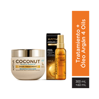Pack Tratamiento para el Cabello KATIVA Coconut Frasco 300ml + Óleo de Argán KATIVA Nutritivo Frasco 60ml
