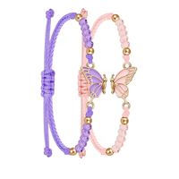 Set x 2 pulseras mariposas ajustables para mejores amigas morado y rosado San Valentín
