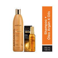 Pack Shampoo Kativa Argan Oil Frasco 355ml + Óleo de Argán KATIVA Nutritivo Frasco 60ml