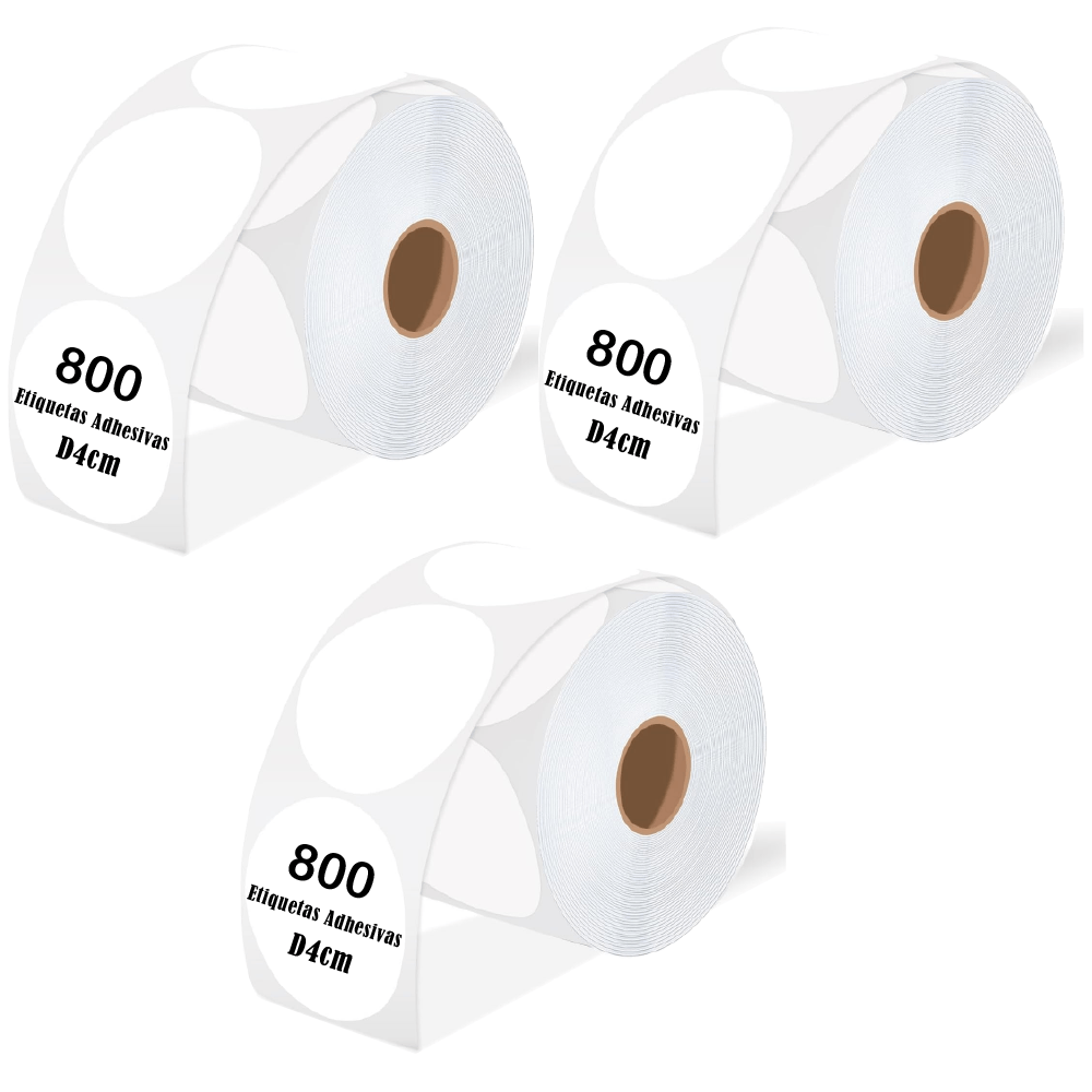 Etiqueta Termica Adhesiva Circular 4cm Pack 3 Rollos