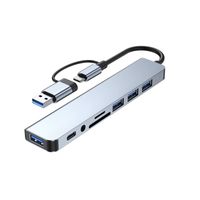 Adaptador USB tipo C a 8 en 2 Acoplamiento Laptop MacBook Hub PD SD TF