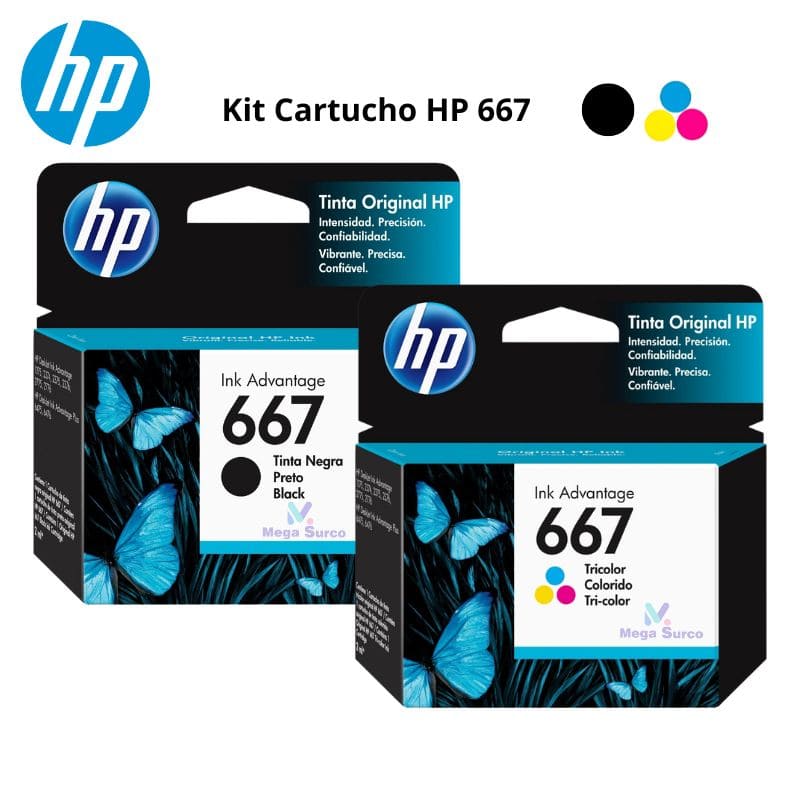 KIT CARTUCHO HP 667 NEGRO Y TRICOLOR 1275/2374/2375/2376/2775/2776