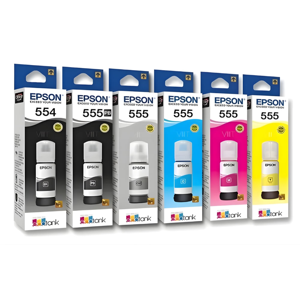 KIT TINTA EPSON T555 6 COLORES PARA L8160/L8180 70ML