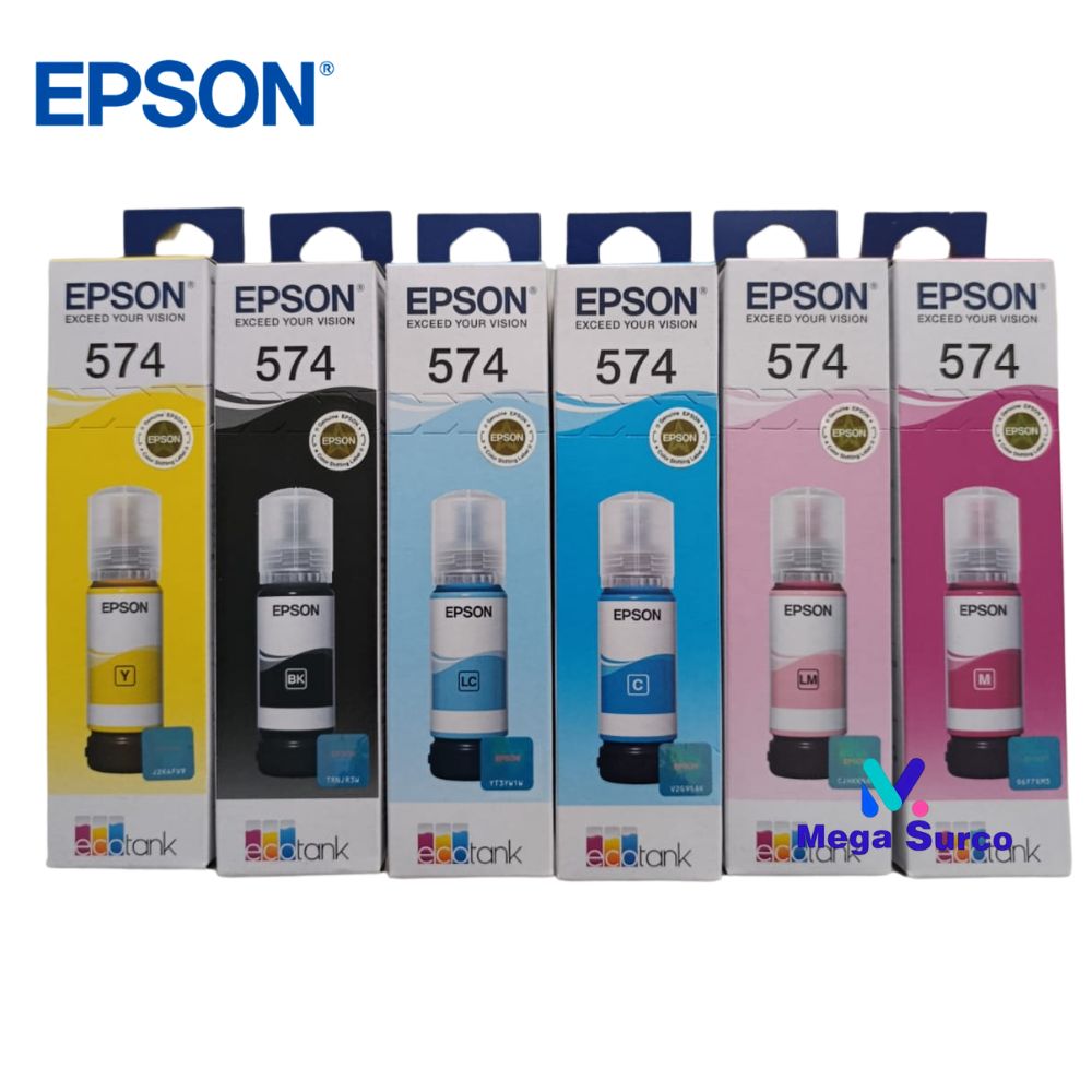 KIT TINTA EPSON T574 PARA L8050, L18050 70ML 6 COLORES ORIGINAL