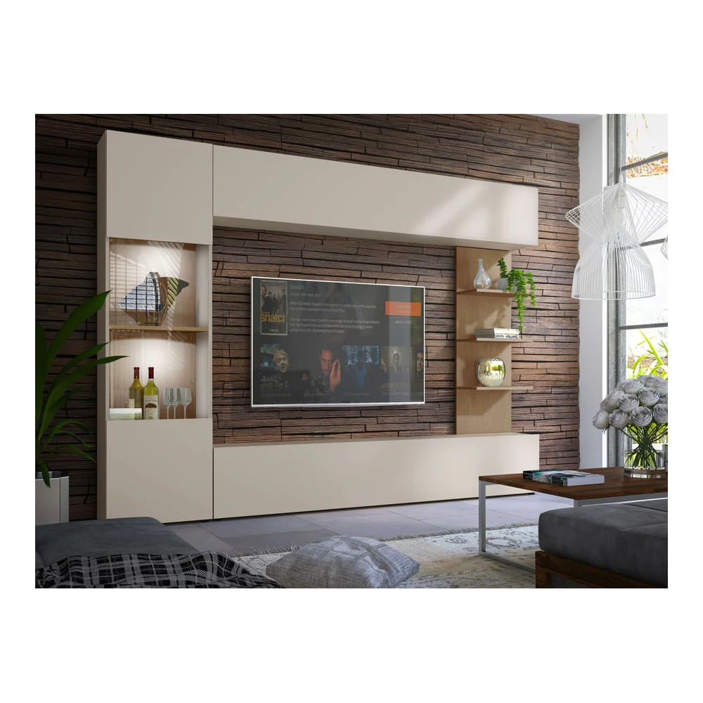 Mesa de TV Aurora con Canto Grueso Color Cemento\Blanco TU MESITA