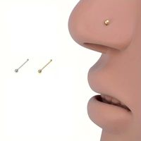 Set x 2 piercings para nariz hélix tragus palito recto bolita dorado y plateado