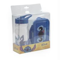 Pack Escolar Disney Taper Hermético Y Botella Stitch Celeste