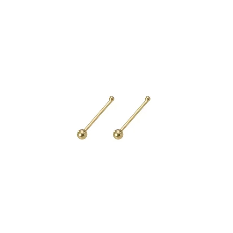 Set x 2 piercings para nariz hélix tragus palito recto bolita dorada