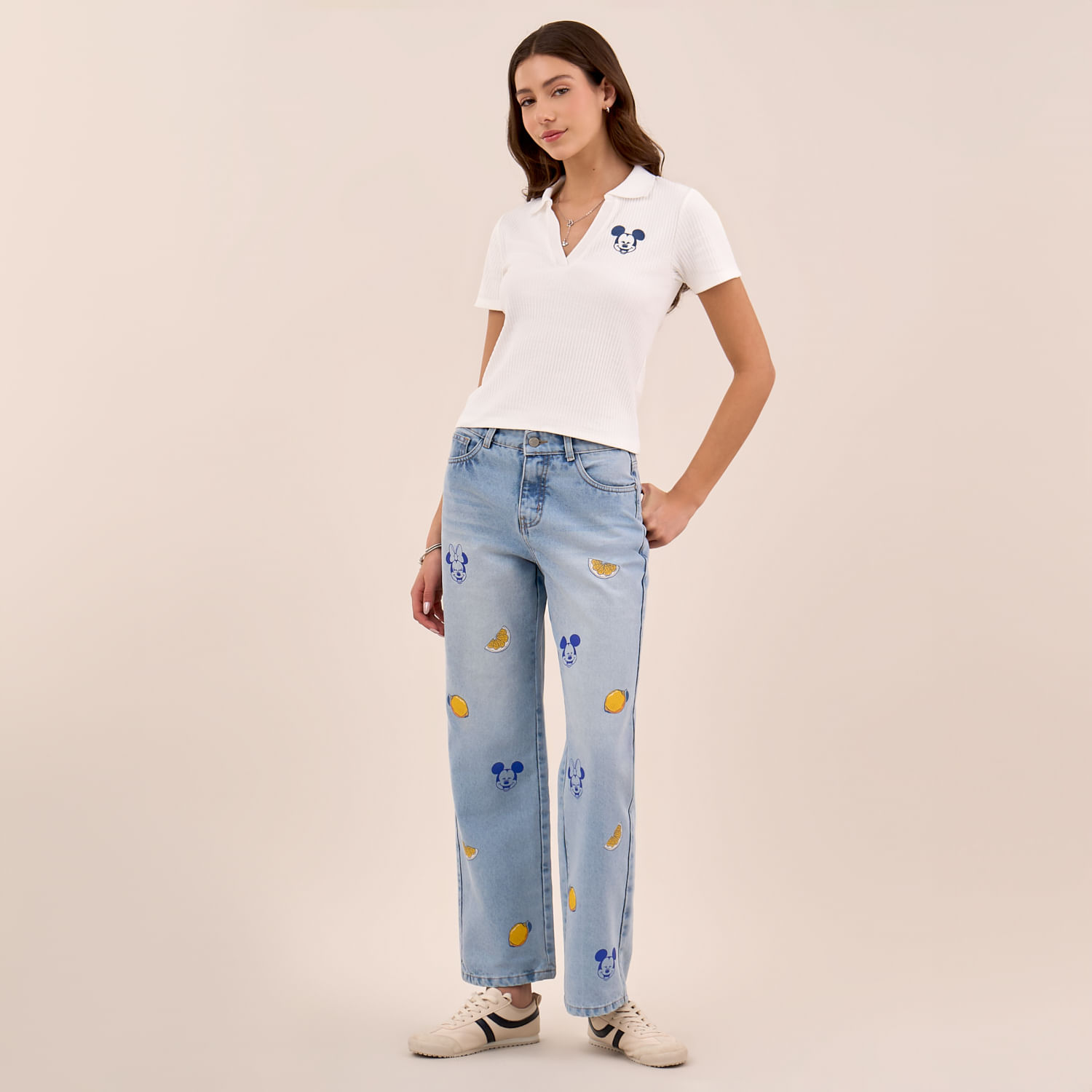 Jean Mujer Disney Straight Lemon