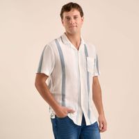 Camisa Hombre Amc Lino Text Raya