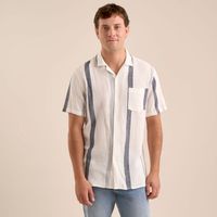 Camisa Hombre Amc Lino Text Raya
