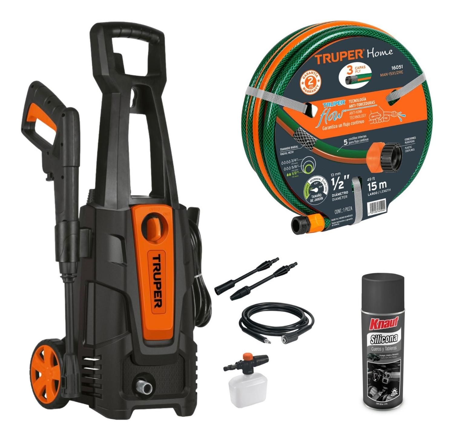 Hidrolavadora Electrica 1800PSI + Manguera 1/2"" 15 metros Truper