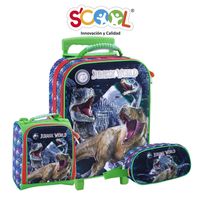 SCOOL MAGIC SET MALETA LONCHERA CARTUCHERA GDE EVA 3D SATIN JURASSIC A