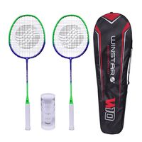 RAQUETA PARA BÁDMINTON DE ALUMINIO 2 PCS + 3 PLUMILLAS + FUNDA W10 WINSTAR VERDE