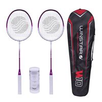 RAQUETA PARA BÁDMINTON DE ALUMINIO 2 PCS + 3 PLUMILLAS + FUNDA W10 WINSTAR ROSADO