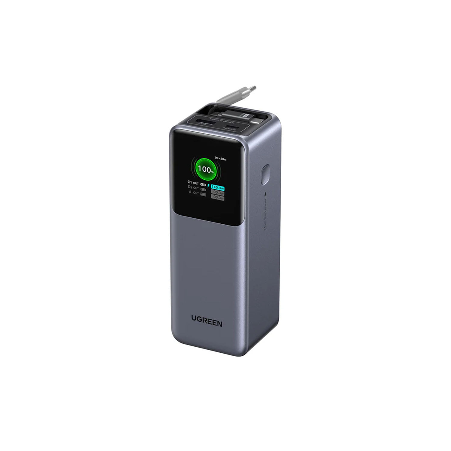 Power Bank Ugreen 165W 20000 mAh con Cable Retráctil 55987B
