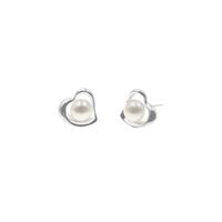 Aretes Perla Flor Plata 925