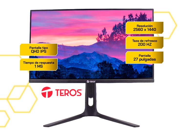 Monitor Plano Gaming Teros TE-2754G 27 QHD IPS 200Hz 1ms