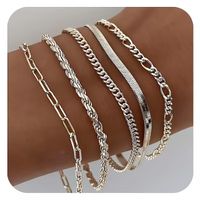 Set x 5 pulseras delgadas plateadas para mujer acero inoxidable