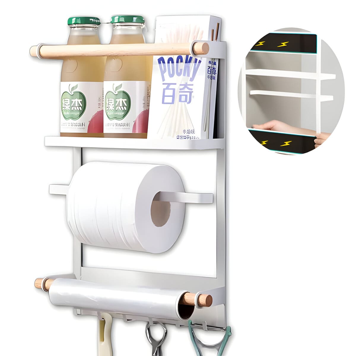 Organizador De Cocina Lavandería Con Soporte Magnético Blanco