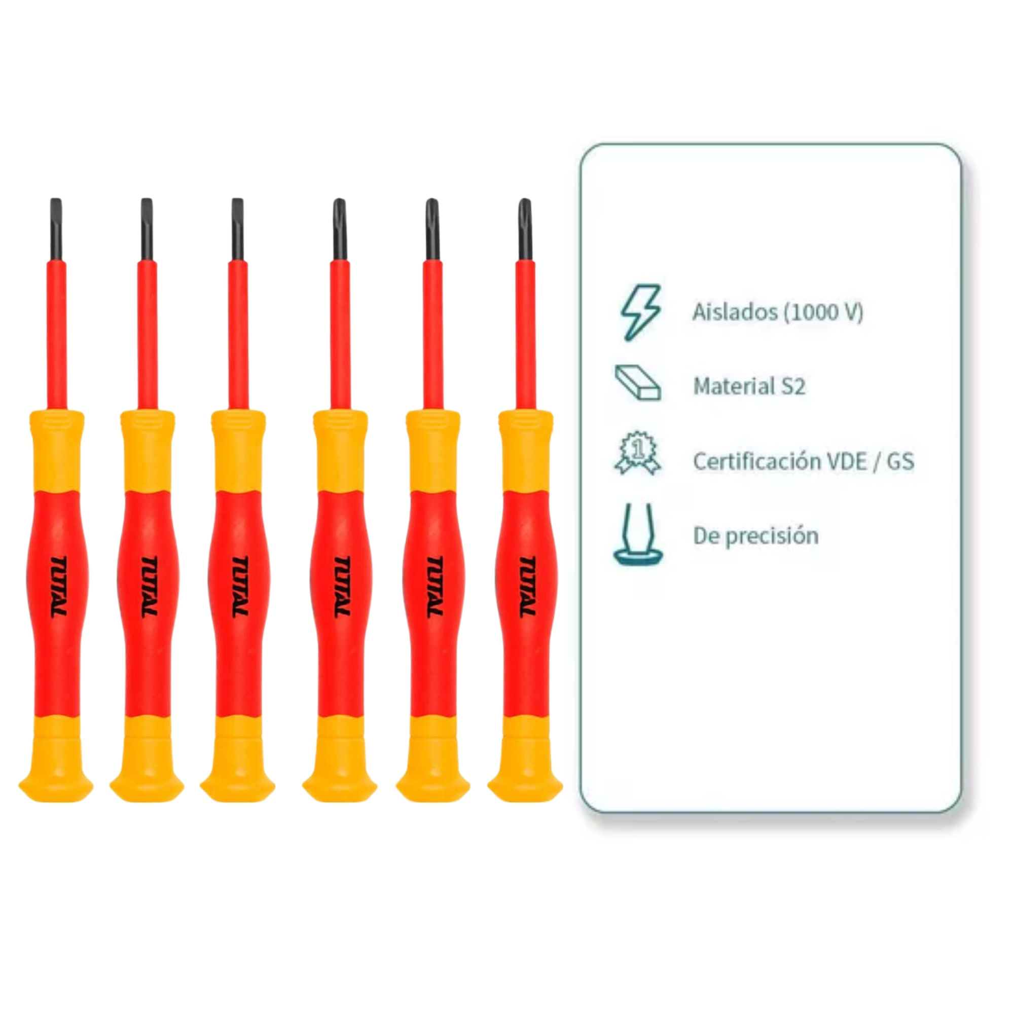 Destornillador dielectrico 1000V jgo x 6pz dprecision TOTAL