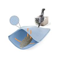 Alfombra para arenero de gato con rejilla doble capa celeste