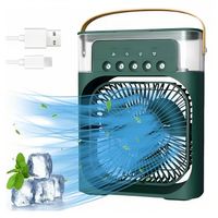 Mini Ventilador Humidificador Aromatizador Temporizador LED Portátil Verde