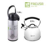 Termo con Dispensador 1.9L y Tetera Acero Inoxidable 2.5L Facusa 2025