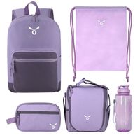 Set Mochila + Bolsa Aseo + Lonchera + Cartuchera + Tomatodo Moose Florida Lila