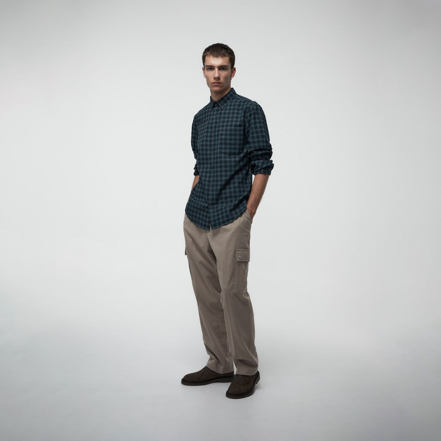 Camisa Hombre Sfera Franela Verde Oscuro