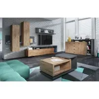 Mesa de TV Moderna Sibarys color Duna/Negro 1 cajón TU MESITA
