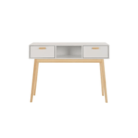 Mesa Auxiliar funcional 2 cajones Evelyn color Blanco/Haya TU MESITA