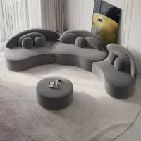 Juego de Sala Curvo Retiz color Gris Oscuro TU MESITA