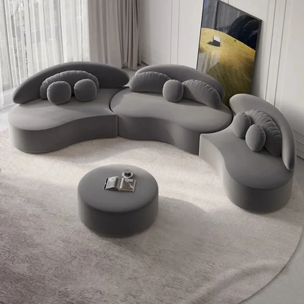 Juego de Sala Curvo Retiz color Gris Oscuro TU MESITA