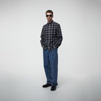 Camisa Hombre Sfera Franela Cuadros Marino
