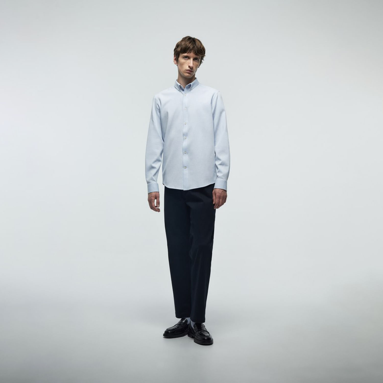 Camisa Hombre Sfera Estructura Slim . Azul Claro