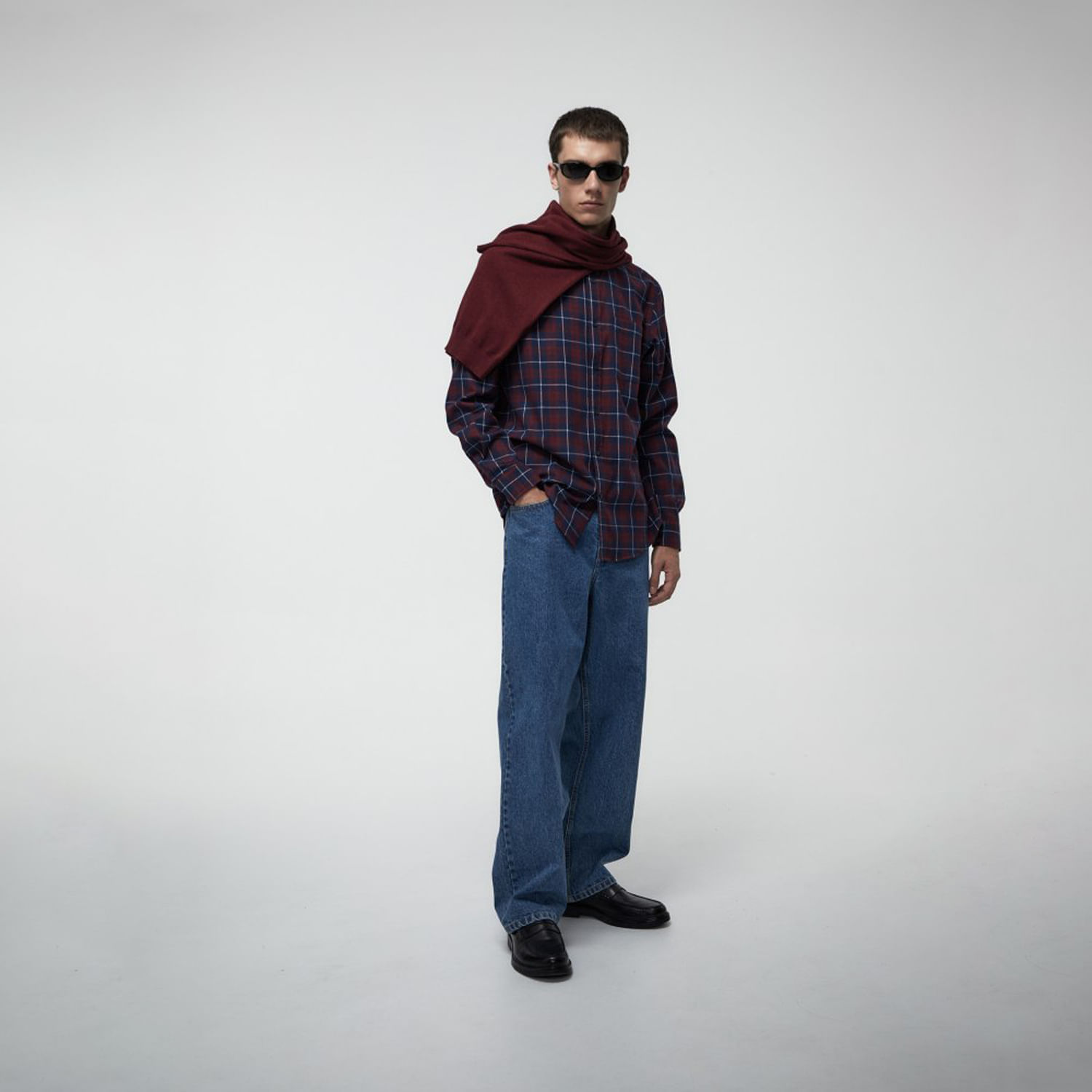 Camisa Hombre Sfera Franela Burdeos