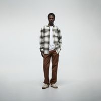 Camisa Hombre Sfera Sobrecamisa Cuadros Franela Kaki