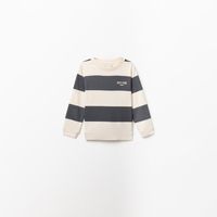 Polera Niño Sfera Rayas Bordado Gris Medio