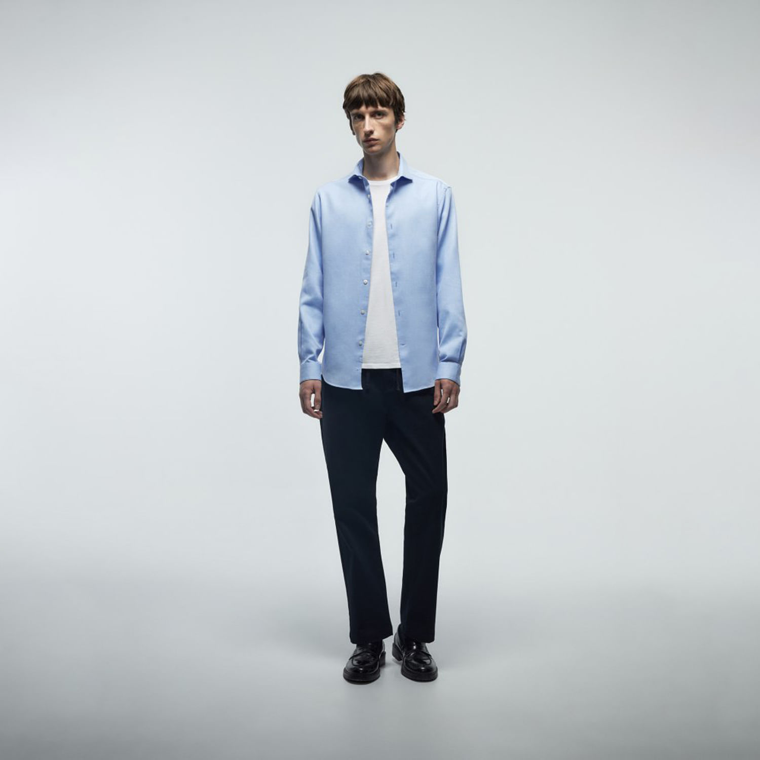 Camisa Hombre Sfera Estructura Regular Azul Claro